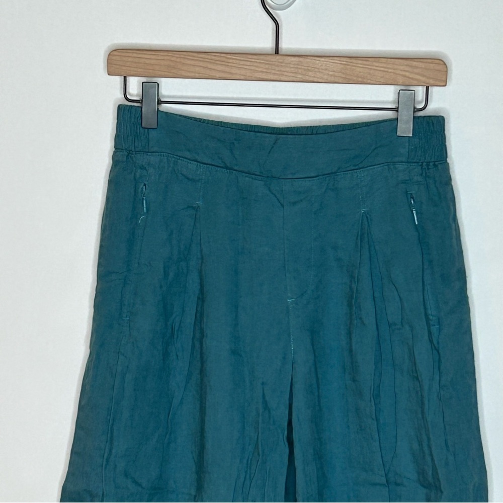 Athleta Playa Linen Wide Leg Crop Borealis Green Teal Size 4 - Picture 6 of 15